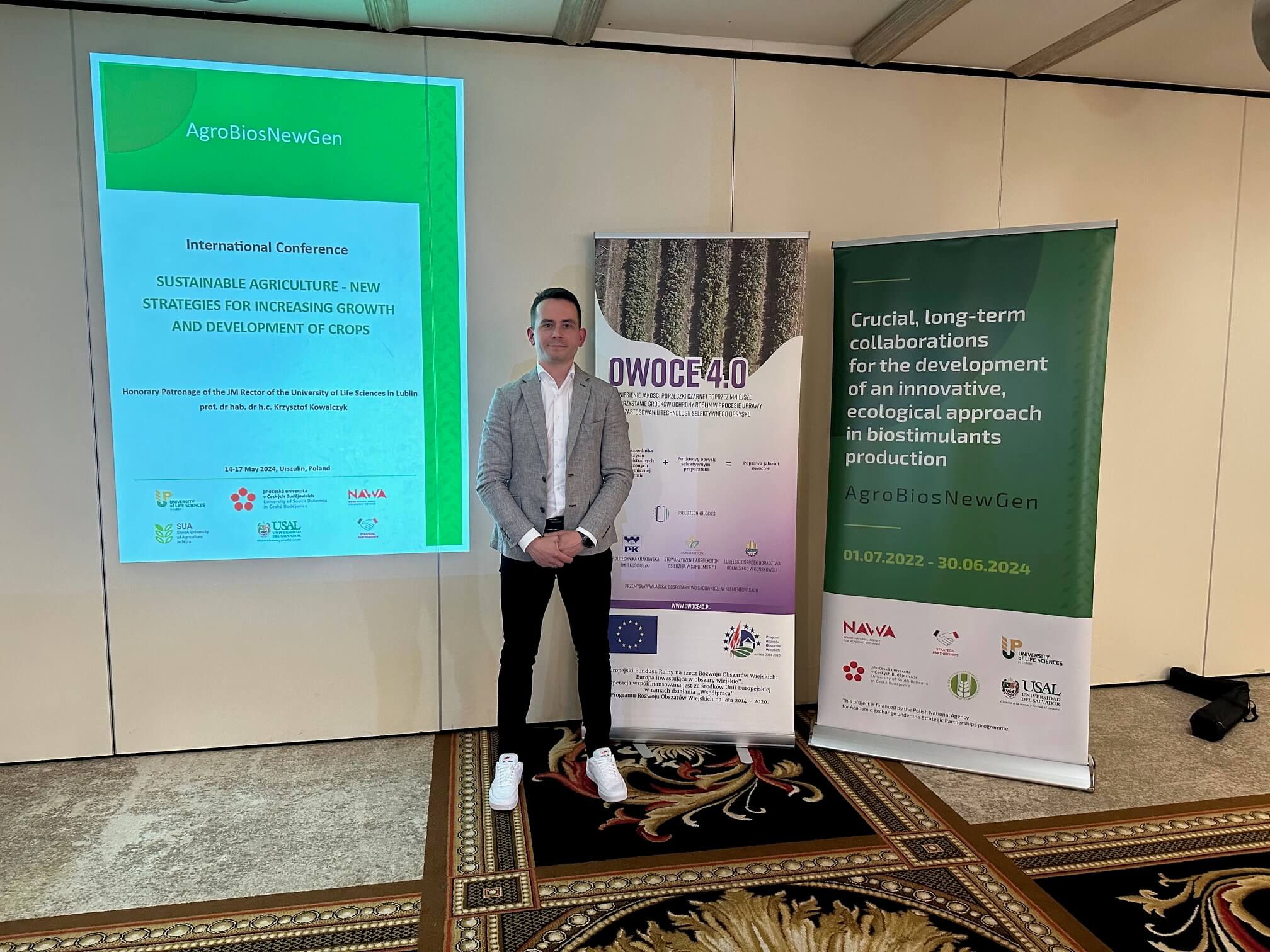 CEO Łukasz Kopiński podczas konferencji Sustainable Agriculture - New strategies for increasing growth and development of crops
